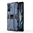 Silicone Matte Finish and Plastic Back Cover Case with Magnetic Stand KC1 for Xiaomi Redmi K50 Gaming 5G Blue