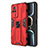 Silicone Matte Finish and Plastic Back Cover Case with Magnetic Stand KC1 for Xiaomi Redmi K60E 5G Red