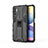 Silicone Matte Finish and Plastic Back Cover Case with Magnetic Stand KC1 for Xiaomi Redmi Note 10 5G Black