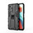 Silicone Matte Finish and Plastic Back Cover Case with Magnetic Stand KC1 for Xiaomi Redmi Note 10 Pro 5G Black