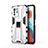 Silicone Matte Finish and Plastic Back Cover Case with Magnetic Stand KC1 for Xiaomi Redmi Note 10 Pro 5G Silver