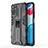 Silicone Matte Finish and Plastic Back Cover Case with Magnetic Stand KC1 for Xiaomi Redmi Note 11 4G (2022)