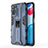 Silicone Matte Finish and Plastic Back Cover Case with Magnetic Stand KC1 for Xiaomi Redmi Note 11 4G (2022)