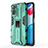 Silicone Matte Finish and Plastic Back Cover Case with Magnetic Stand KC1 for Xiaomi Redmi Note 11 4G (2022) Green