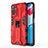 Silicone Matte Finish and Plastic Back Cover Case with Magnetic Stand KC1 for Xiaomi Redmi Note 11 4G (2022) Red