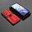 Silicone Matte Finish and Plastic Back Cover Case with Magnetic Stand KC1 for Xiaomi Redmi Note 11 5G Red