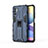 Silicone Matte Finish and Plastic Back Cover Case with Magnetic Stand KC1 for Xiaomi Redmi Note 11 SE 5G Blue