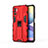 Silicone Matte Finish and Plastic Back Cover Case with Magnetic Stand KC1 for Xiaomi Redmi Note 11 SE 5G Red