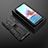 Silicone Matte Finish and Plastic Back Cover Case with Magnetic Stand KC1 for Xiaomi Redmi Note 11 SE India 4G Black