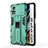 Silicone Matte Finish and Plastic Back Cover Case with Magnetic Stand KC1 for Xiaomi Redmi Note 11E Pro 5G Green