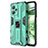 Silicone Matte Finish and Plastic Back Cover Case with Magnetic Stand KC1 for Xiaomi Redmi Note 12 5G Green