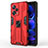 Silicone Matte Finish and Plastic Back Cover Case with Magnetic Stand KC1 for Xiaomi Redmi Note 12 Explorer Red