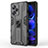 Silicone Matte Finish and Plastic Back Cover Case with Magnetic Stand KC1 for Xiaomi Redmi Note 12 Pro+ Plus 5G Black