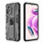 Silicone Matte Finish and Plastic Back Cover Case with Magnetic Stand KC1 for Xiaomi Redmi Note 12S