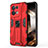 Silicone Matte Finish and Plastic Back Cover Case with Magnetic Stand KC1 for Xiaomi Redmi Note 13 5G Red