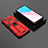 Silicone Matte Finish and Plastic Back Cover Case with Magnetic Stand KC2 for Huawei Honor 50 Lite Red