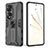 Silicone Matte Finish and Plastic Back Cover Case with Magnetic Stand KC2 for Huawei Honor 70 Pro 5G