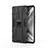 Silicone Matte Finish and Plastic Back Cover Case with Magnetic Stand KC2 for Huawei Honor V40 5G Black