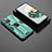 Silicone Matte Finish and Plastic Back Cover Case with Magnetic Stand KC2 for Huawei P60 Green