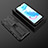 Silicone Matte Finish and Plastic Back Cover Case with Magnetic Stand KC2 for Realme C20 Black