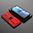 Silicone Matte Finish and Plastic Back Cover Case with Magnetic Stand KC2 for Realme GT Neo 3T 5G Red