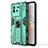 Silicone Matte Finish and Plastic Back Cover Case with Magnetic Stand KC2 for Vivo iQOO Neo6 5G Green