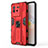 Silicone Matte Finish and Plastic Back Cover Case with Magnetic Stand KC2 for Vivo iQOO Neo6 5G Red