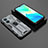 Silicone Matte Finish and Plastic Back Cover Case with Magnetic Stand KC2 for Vivo T1 5G Gray