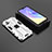 Silicone Matte Finish and Plastic Back Cover Case with Magnetic Stand KC2 for Vivo V21e 4G