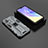 Silicone Matte Finish and Plastic Back Cover Case with Magnetic Stand KC2 for Vivo V21e 4G Gray