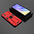 Silicone Matte Finish and Plastic Back Cover Case with Magnetic Stand KC2 for Vivo V21e 5G Red