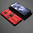 Silicone Matte Finish and Plastic Back Cover Case with Magnetic Stand KC2 for Vivo X80 5G Red