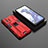 Silicone Matte Finish and Plastic Back Cover Case with Magnetic Stand KC2 for Xiaomi Mi 11T 5G Red