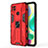 Silicone Matte Finish and Plastic Back Cover Case with Magnetic Stand KC2 for Xiaomi POCO C3 Red