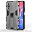 Silicone Matte Finish and Plastic Back Cover Case with Magnetic Stand KC2 for Xiaomi Poco F3 5G