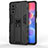 Silicone Matte Finish and Plastic Back Cover Case with Magnetic Stand KC2 for Xiaomi Poco F3 5G Black