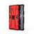 Silicone Matte Finish and Plastic Back Cover Case with Magnetic Stand KC2 for Xiaomi Poco F3 GT 5G Red