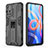 Silicone Matte Finish and Plastic Back Cover Case with Magnetic Stand KC2 for Xiaomi Poco M4 Pro 5G