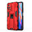 Silicone Matte Finish and Plastic Back Cover Case with Magnetic Stand KC2 for Xiaomi Poco M4 Pro 5G Red