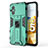 Silicone Matte Finish and Plastic Back Cover Case with Magnetic Stand KC2 for Xiaomi Poco M5 4G Green