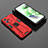 Silicone Matte Finish and Plastic Back Cover Case with Magnetic Stand KC2 for Xiaomi Poco X5 5G Red