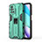 Silicone Matte Finish and Plastic Back Cover Case with Magnetic Stand KC2 for Xiaomi Redmi 10 (2022) Green