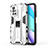 Silicone Matte Finish and Plastic Back Cover Case with Magnetic Stand KC2 for Xiaomi Redmi 10 (2022) White