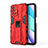 Silicone Matte Finish and Plastic Back Cover Case with Magnetic Stand KC2 for Xiaomi Redmi 10 4G Red