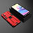 Silicone Matte Finish and Plastic Back Cover Case with Magnetic Stand KC2 for Xiaomi Redmi Note 10 5G Red