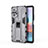 Silicone Matte Finish and Plastic Back Cover Case with Magnetic Stand KC2 for Xiaomi Redmi Note 10 Pro 4G