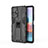 Silicone Matte Finish and Plastic Back Cover Case with Magnetic Stand KC2 for Xiaomi Redmi Note 10 Pro 4G