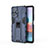 Silicone Matte Finish and Plastic Back Cover Case with Magnetic Stand KC2 for Xiaomi Redmi Note 10 Pro 4G Blue