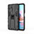 Silicone Matte Finish and Plastic Back Cover Case with Magnetic Stand KC2 for Xiaomi Redmi Note 10S 4G Black