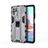 Silicone Matte Finish and Plastic Back Cover Case with Magnetic Stand KC2 for Xiaomi Redmi Note 10S 4G Gray
